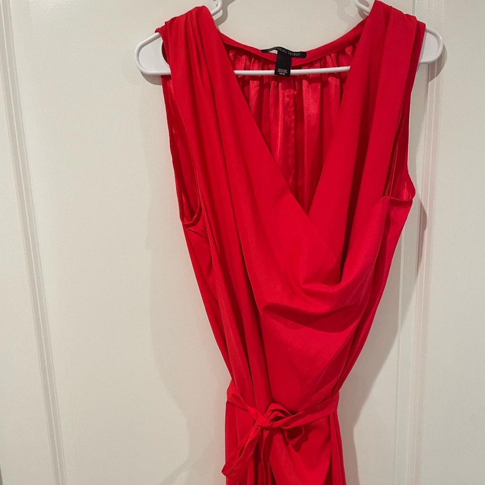 Victoria's Secret Red Sleeveless Draped Waist Tie Dress